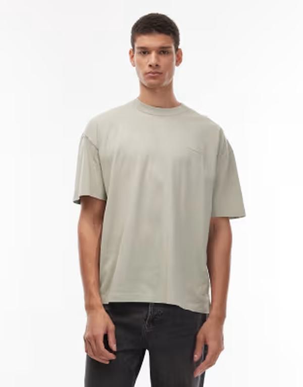 オールセインツ メンズ トップス Tシャツ AllSaints Xander flocked Tshirt in light Frost green グリーン