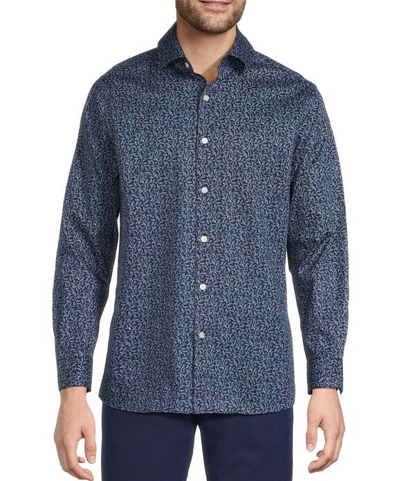 ハート シャフナー マルクス メンズ トップス シャツ プリント Hart Schaffner Marx Long Sleeve Leaf Print Button Front Shirt Midni