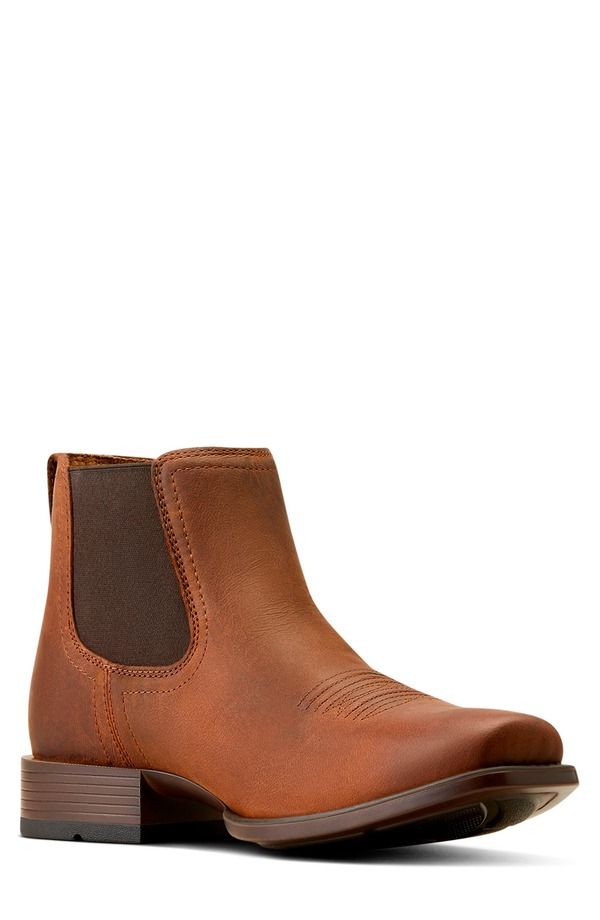 アリアト メンズ シューズ ブーツ・レインブーツ チェルシーブーツ チェルシー Ariat Booker Ultra Square Toe Western Chelsea Boot Rough Tan