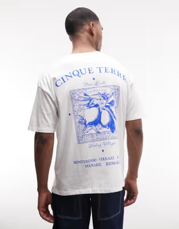エイソス メンズ トップス Tシャツ グラフィック ASOS DESIGN oversized Tshirt with lemon graphic WHITE ホワイト
