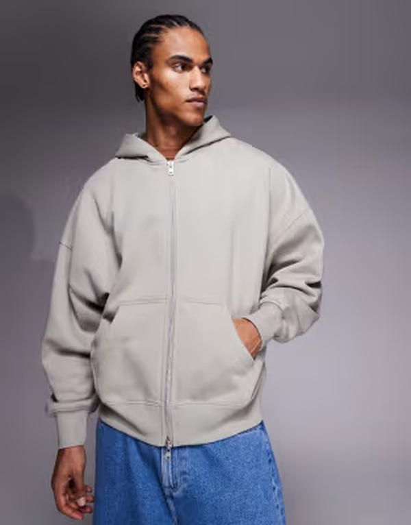 エイソス メンズ アウター パーカー・スウェット ASOS DESIGN premium extreme oversized zip up hoodie in 400gsm light London