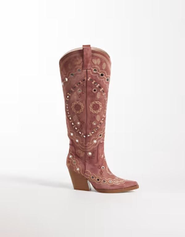 アザレア ワン レディース シューズ ブーツ・レインブーツ Azalea Wang Aamina embellished western knee boots PINK ピンク