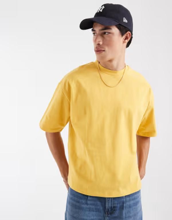エイソス メンズ トップス Tシャツ ASOS DESIGN heavyweight boxy oversized Tshirt in yellow Misted yellow イエロー