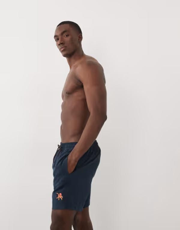 スリードベア メンズ 水着 ハーフパンツ・ショーツ ショートパンツ グラフィック Threadbare swim shorts with palm tree graphic NAVY ネイビー