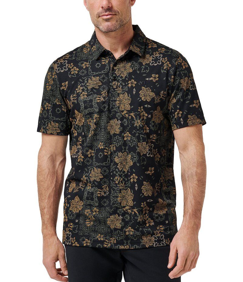 トラビスマヒュー メンズ トップス シャツ TravisMathew Speaking My Language Short Sleeve Polo Shirt Black ブラック