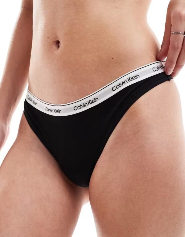 カルバンクライン レディース アンダーウェア ブリーフパンツ ローライズ ロゴ Calvin Klein modern logo low rise thong Black ブラック