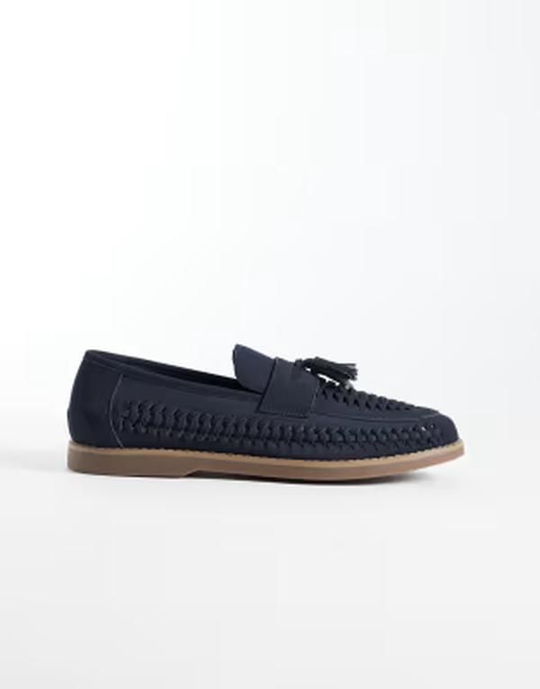 シュー メンズ スリッポン・ローファー schuh Robbie woven loafers with tassels Navy ネイビー