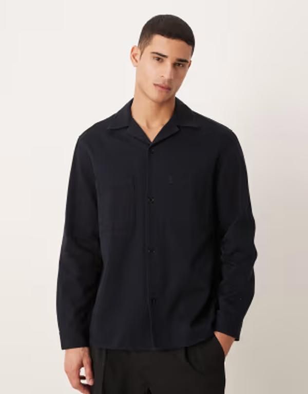 アルケット メンズ トップス シャツ コットン ARKET pure cotton shirt Navy Blue ネイビー