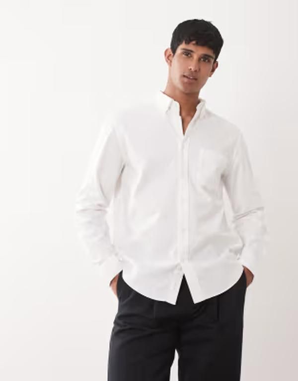 アルケット メンズ トップス シャツ オックスフォード コットン ARKET pure cotton oxford shirt WHITE ホワイト 18,886円