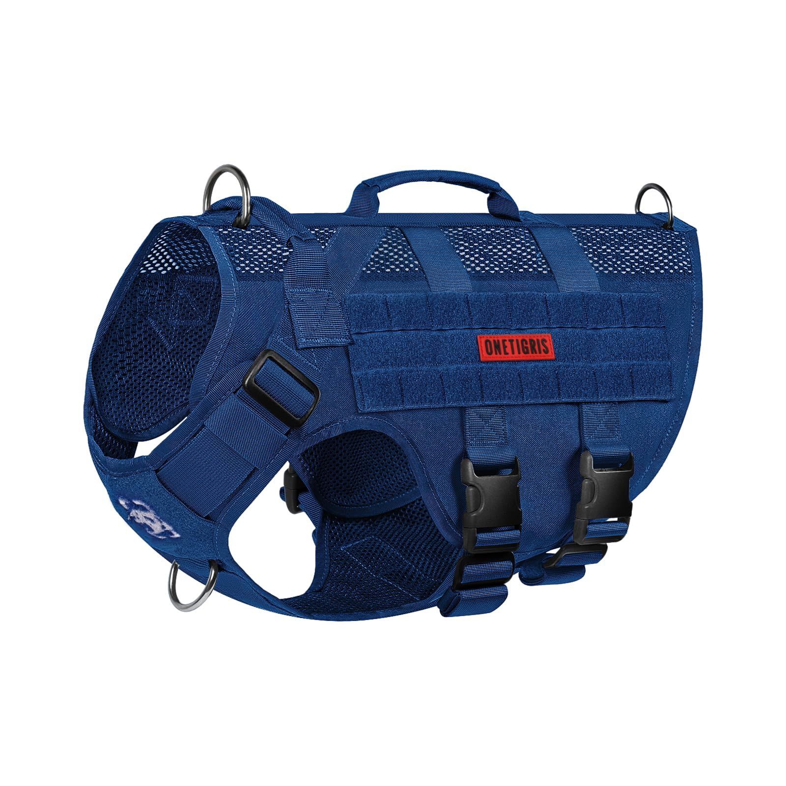 新品 OneTigris 犬用胴輪 犬ハーネス 小型犬/中型犬/大型犬に向け 通気性 調節可能 引っ張り防止 アタマを通さず ドッグハーネス 喉に優しい ネームプレート お出かけ便利 1000ナイロン製 (ネイビーブルー S)