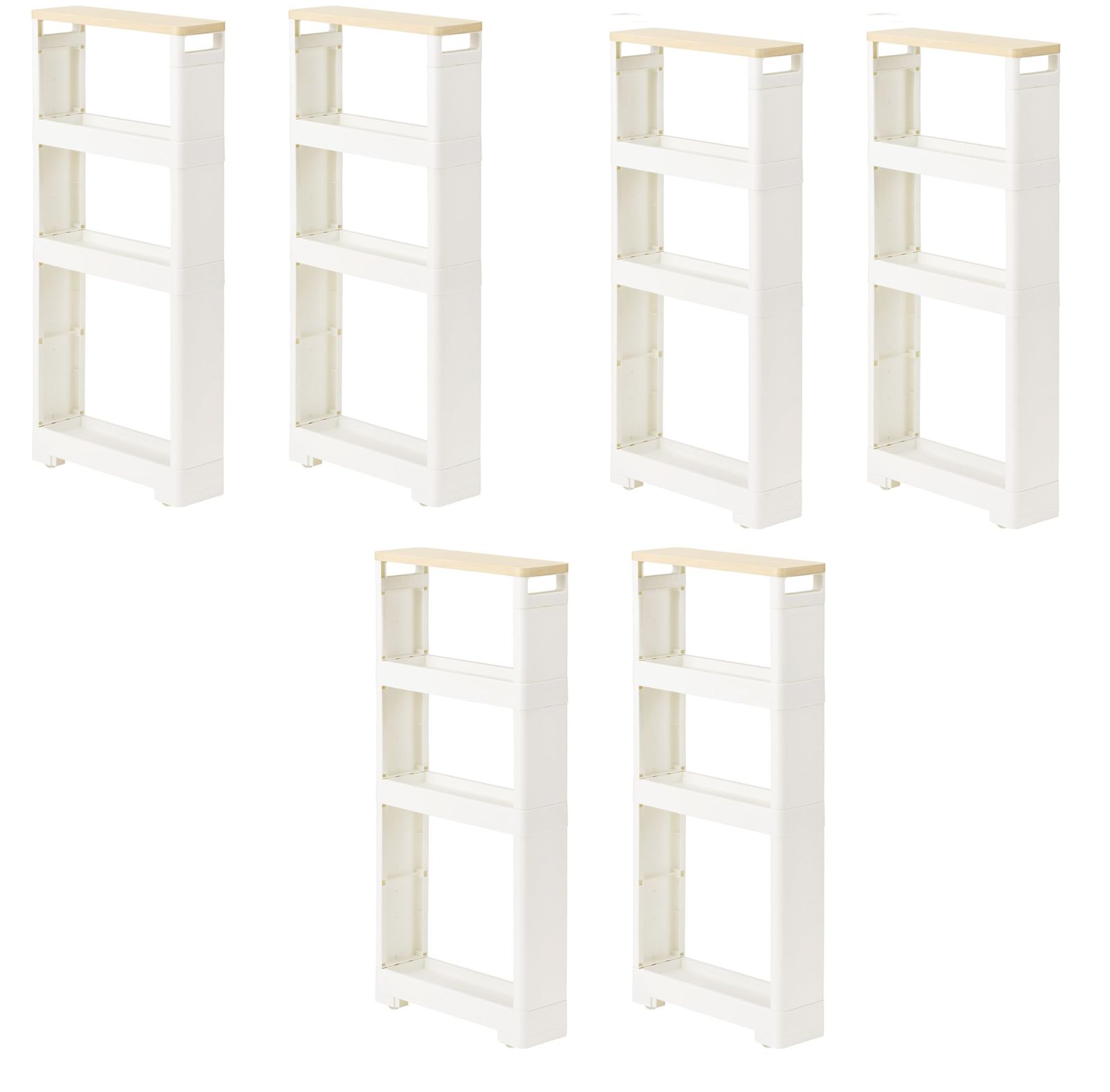 新品 JEJアステージ(JEJ Astage) 隙間収納ワゴン ホワイト 12×40×85cm すきま収納 リセ スーパースリムラック ウッドマルチ4段 コロ付き キッチン ランドリー 洗面所 6個セット