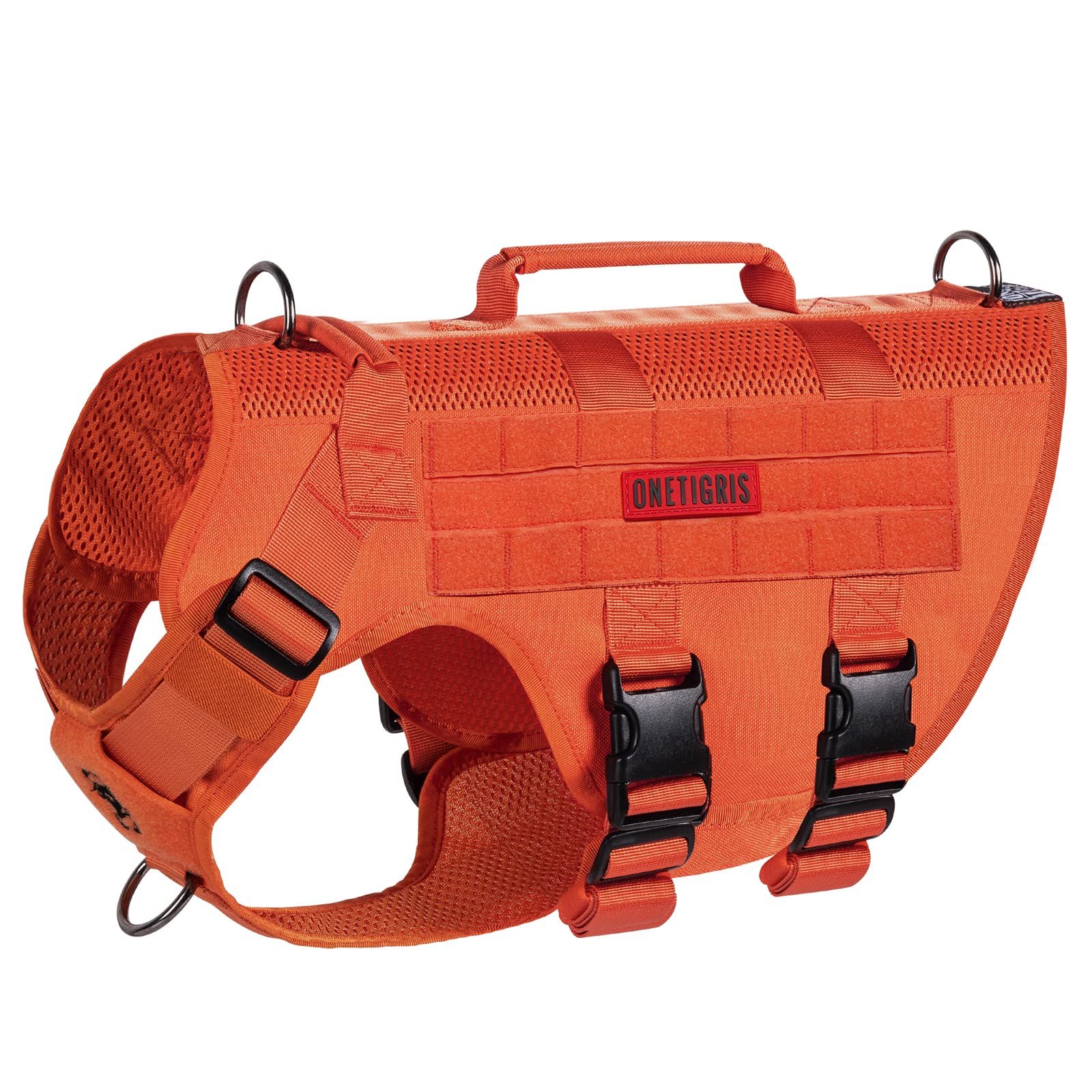 新品 OneTigris 犬用胴輪 犬ハーネス 小型犬/中型犬/大型犬に向け 通気性 調節可能 引っ張り防止 アタマを通さず ドッグハーネス 喉に優しい ネームプレート お出かけ便利 1000ナイロン製 (オレンジ L)