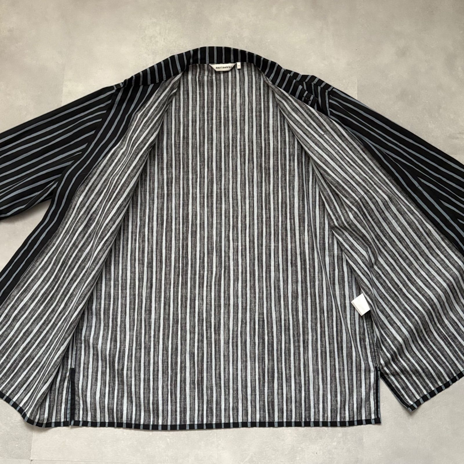 marimekkoセットアップヨカポイカマリメッコ ストライプネイビー長袖シャツ marimekko マリメッコ ヨカポイカ ストライプシャツ メンズ ユニ