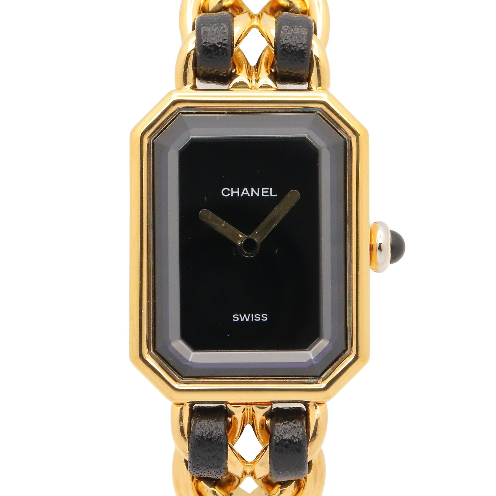 シャネル CHANEL 腕時計 プルミエール S H0001 ブラック GP（ゴールドメッキ） レザー プルミエール S レディース Used A