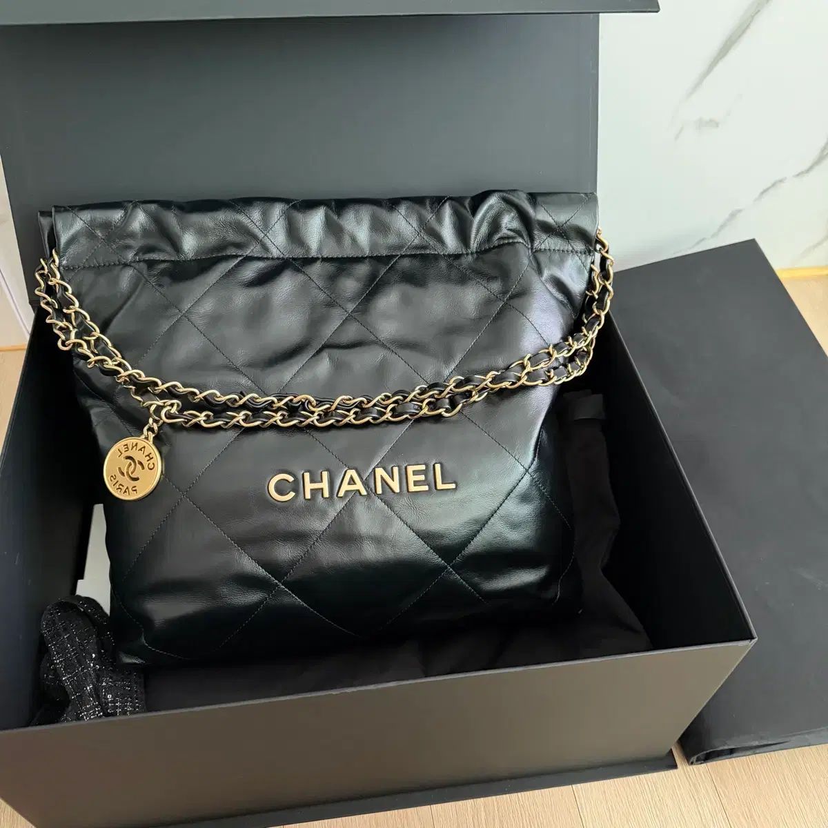 CHANEL シャネル 22バッグ スモール ブラック (ほぼ新品) - メルカリ