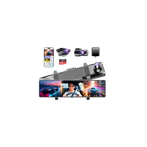 ★新品★ドライブレコーダー ミラー型 【2026業界新開発 3カメラ同時録画:前方4K／後方2.5K／車内2.5K】 WIFI搭載 スマホ連動 12インチ超大画面 ドラレコ GPS機能 IMX589センサー 170°広角 ミラレコ 右ハンドル日本車対応 超鮮明