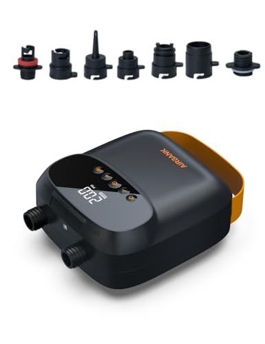 AIRBANK サップ電動空気入れ パドル ボード ポンプ 20PSI The Puffer Pro、ポータブル SUP ポンプ、スタンドアップ パドル ボード、カヤック、インフレータブル、ボート、テント、カイト ウィング用デュアル ステージ fac5f430
