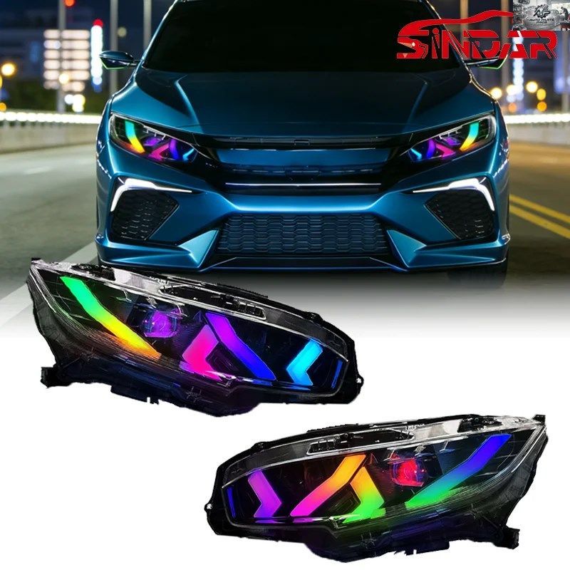 SINDAR RGB ヘッドライト LED ヘッドランプ部品 ホンダ シビック 2016-2022 10 世代 日産 ハッチバック タイパー 16-22 カスタム パーツ 105,864円