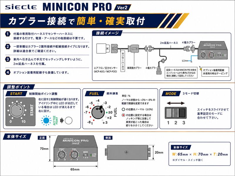[シエクル]MH44S ワゴンR/スティングレー_R06A(NA)(H26/8～H29/2)用ミニコンプロ MINICON PRO 調整式燃調サブコン