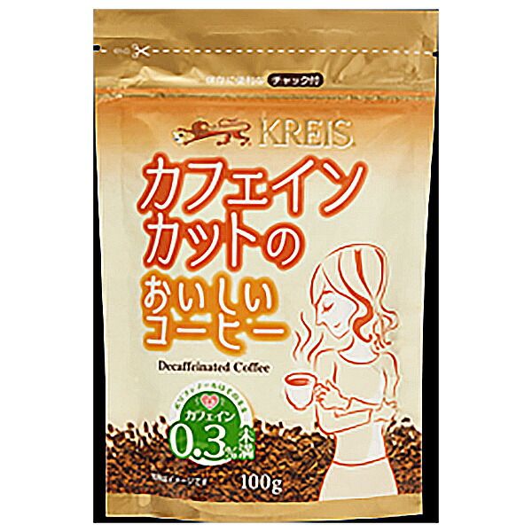 KREIS クライス カフェインカットのおいしいコーヒー(ジッパーパック) 100g袋×6袋入×(2ケース)| 送料無料 嗜好品 インスタント 珈琲 粉 HOT ICE ストック ドリンク 飲料 即席 ケース買い まとめ買い 業者 仕入れ 大量 簡単