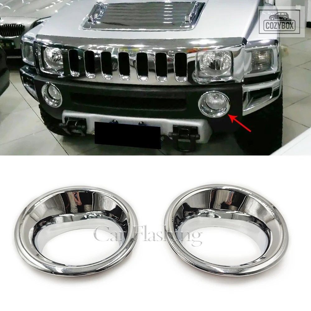 2個 フォグランプ カバー トリム ハマーH3 2006-2010 H3T 2009-2010 クロームフロント