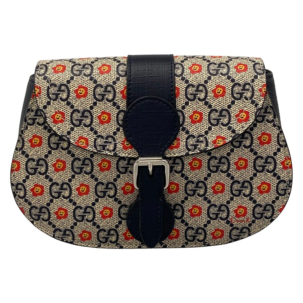 GUCCI(グッチ) ウエストポーチ美品 GGスプリーム 835822 ネイビー×レッド×イエロー チルドレンズ レザー