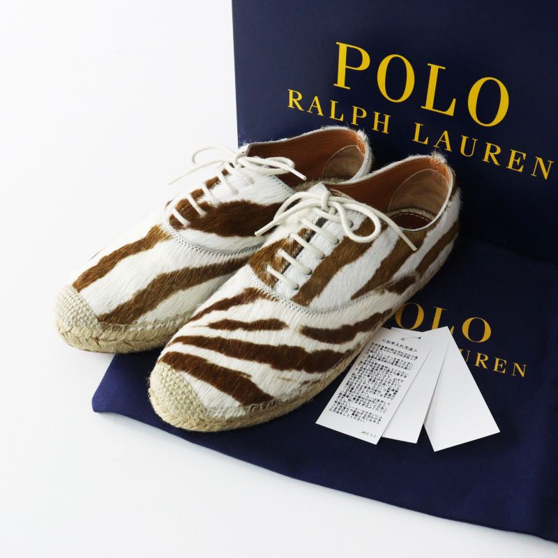 ポロ ラルフローレン POLO RALPH LAUREN プリントヘアカーフ レースアップ エスパドリーユ シューズ 7(25.5cm) ハラコ／【2400015028194】
