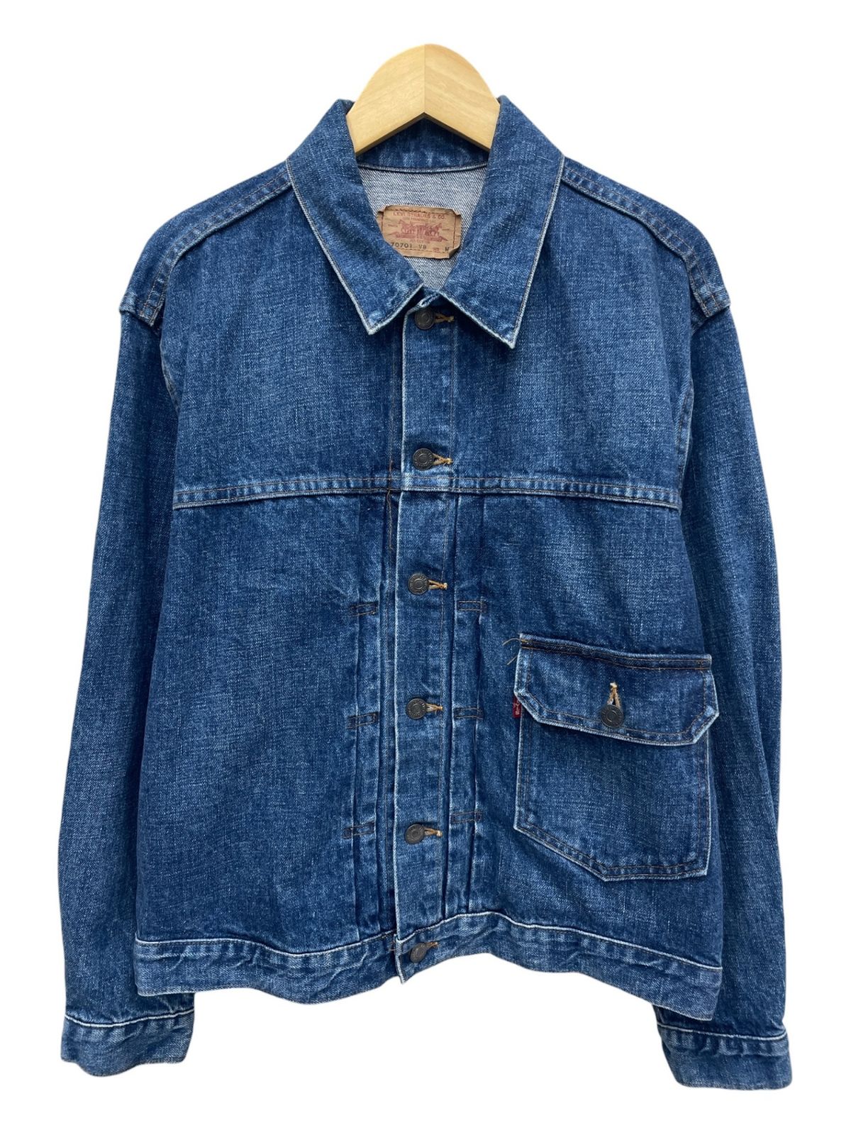 Levi’s (リーバイス) 1st ファースト デニムジャケット 復刻 ビッグE シンチバック 刻印J22 日本製 Gジャン 70701 VB M ブルー メンズ/028
