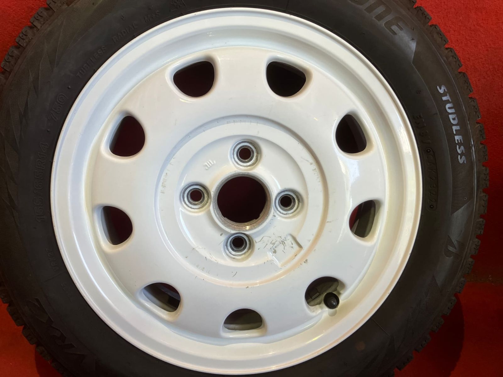 中古スタッドレスタイヤホイールセット【155/65R14 BRIDGESTONE VRX2