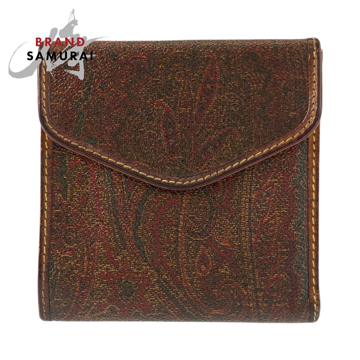 ETRO エトロ ペイズリー柄 ブラウン PVC N0699651 折財布 コンパクト