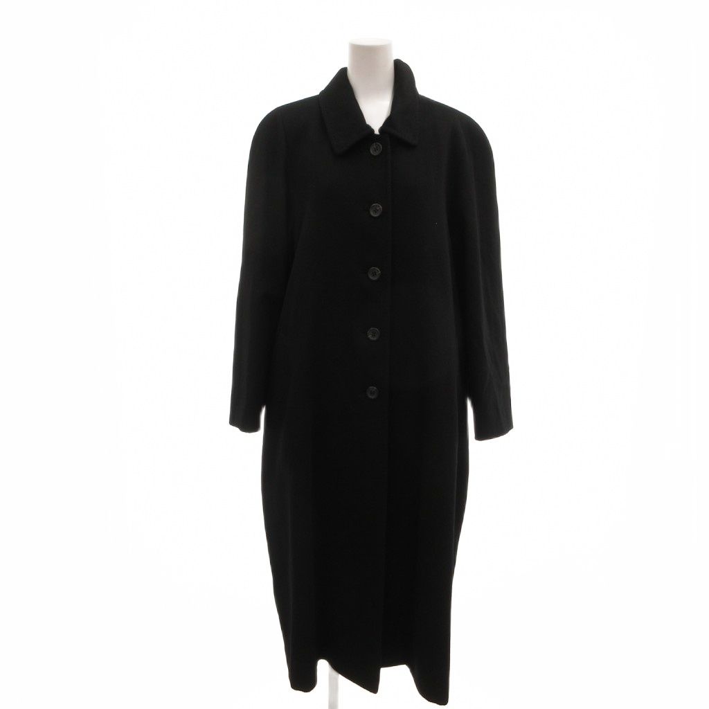 MONT LILAS 美品 ステンカラーコート カシミヤ マキシ丈 肩パット 11AR 黒 ブラック /MX