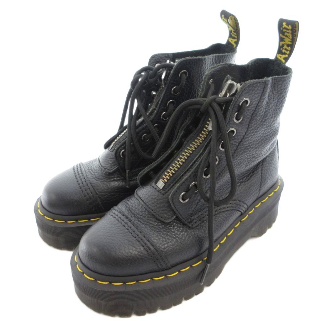 ドクターマーチン DR.MARTENS シンクレア ジャングルブーツ レザー EU37 黒 ブラック プラットフォーム ジップアップ レースアップ /TQ ■GY53