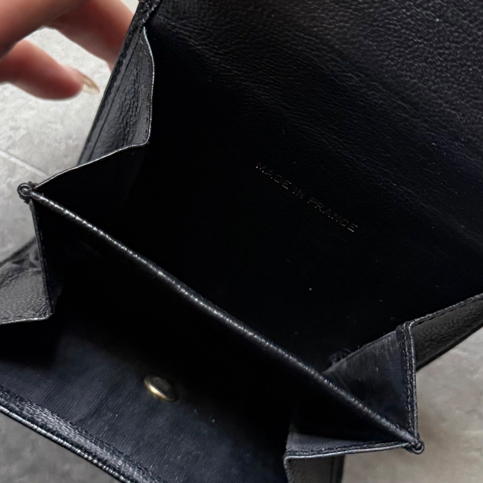 CHANEL シャネル ココマーク レザー 三つ折り財布 wホック ブラック 黒