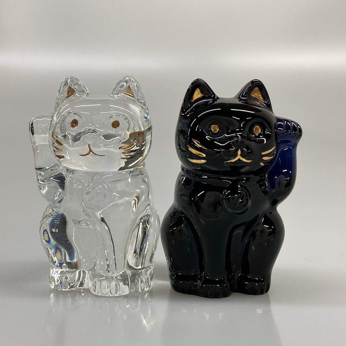 Baccarat(バカラ) 小物美品 まねき猫 ダークネイビー×クリア 置物/クリア＆ミッドナイトセット
