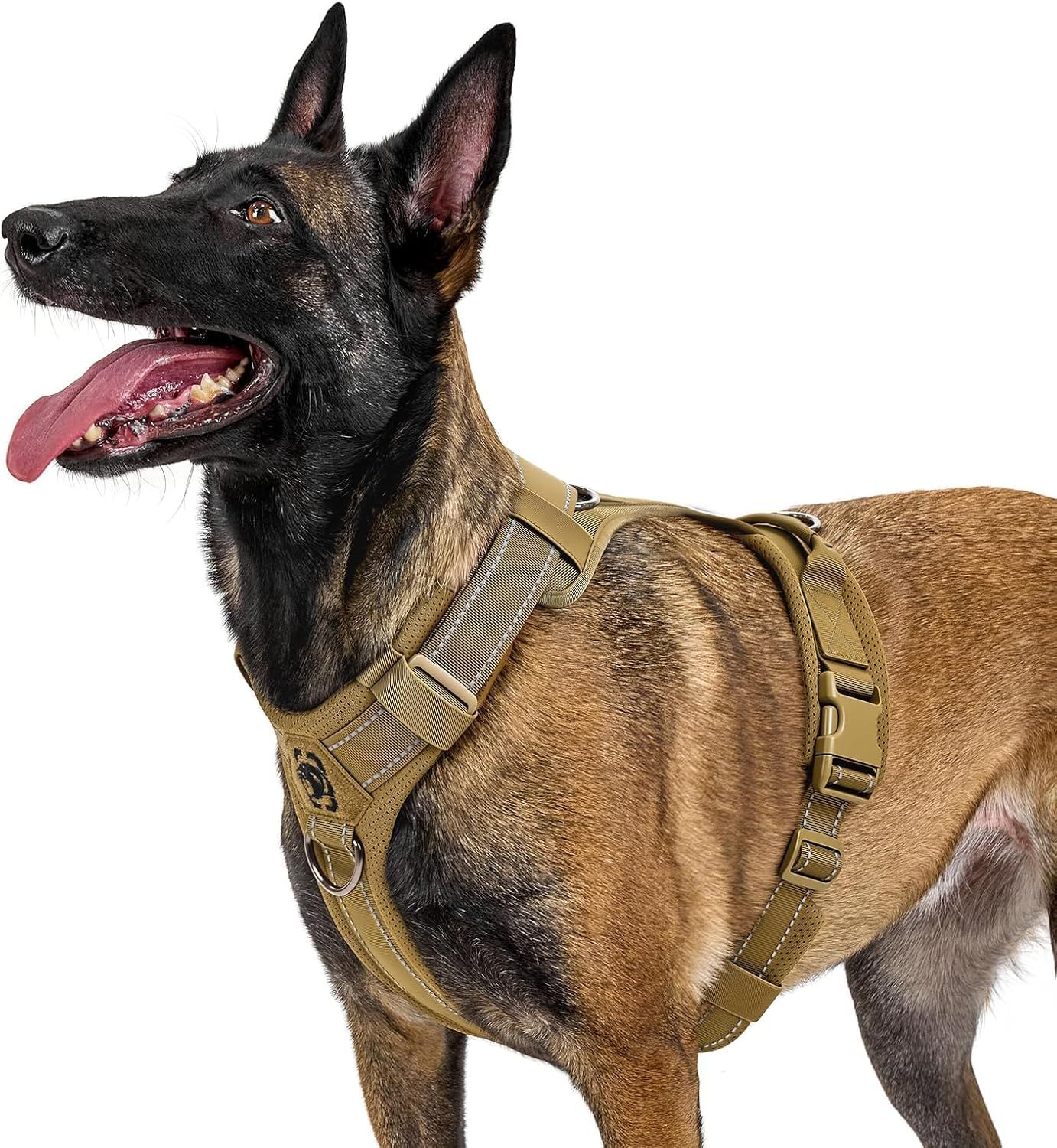 新品 OneTigris 犬用胴輪 犬 ハーネス クッション入り 引っ張り防止 高強度1000Dナイロンタクティカルハーネス 中型犬 大型犬用 反射材付き ハンドル・D リング 3 個搭載 簡単着脱 調整可能 散歩 ハイキング トレーニング用