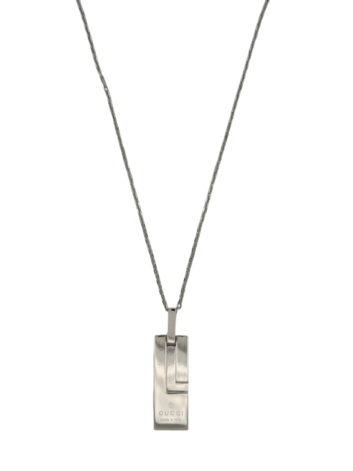 GUCCI グッチ Gプレート ネックレス ペンダント 925 シルバー 13.3g アクセサリー