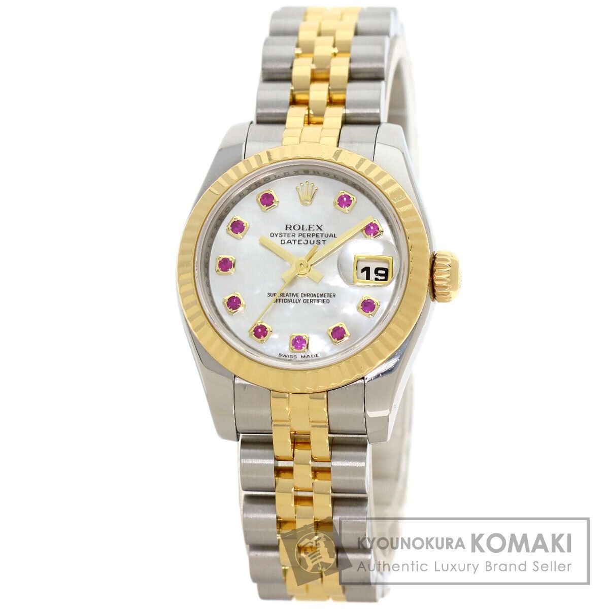 ROLEX ロレックス 179173NGR デイトジャスト 10P ルビー 腕時計 SS SSxK18YG K18YG レディース [中古]