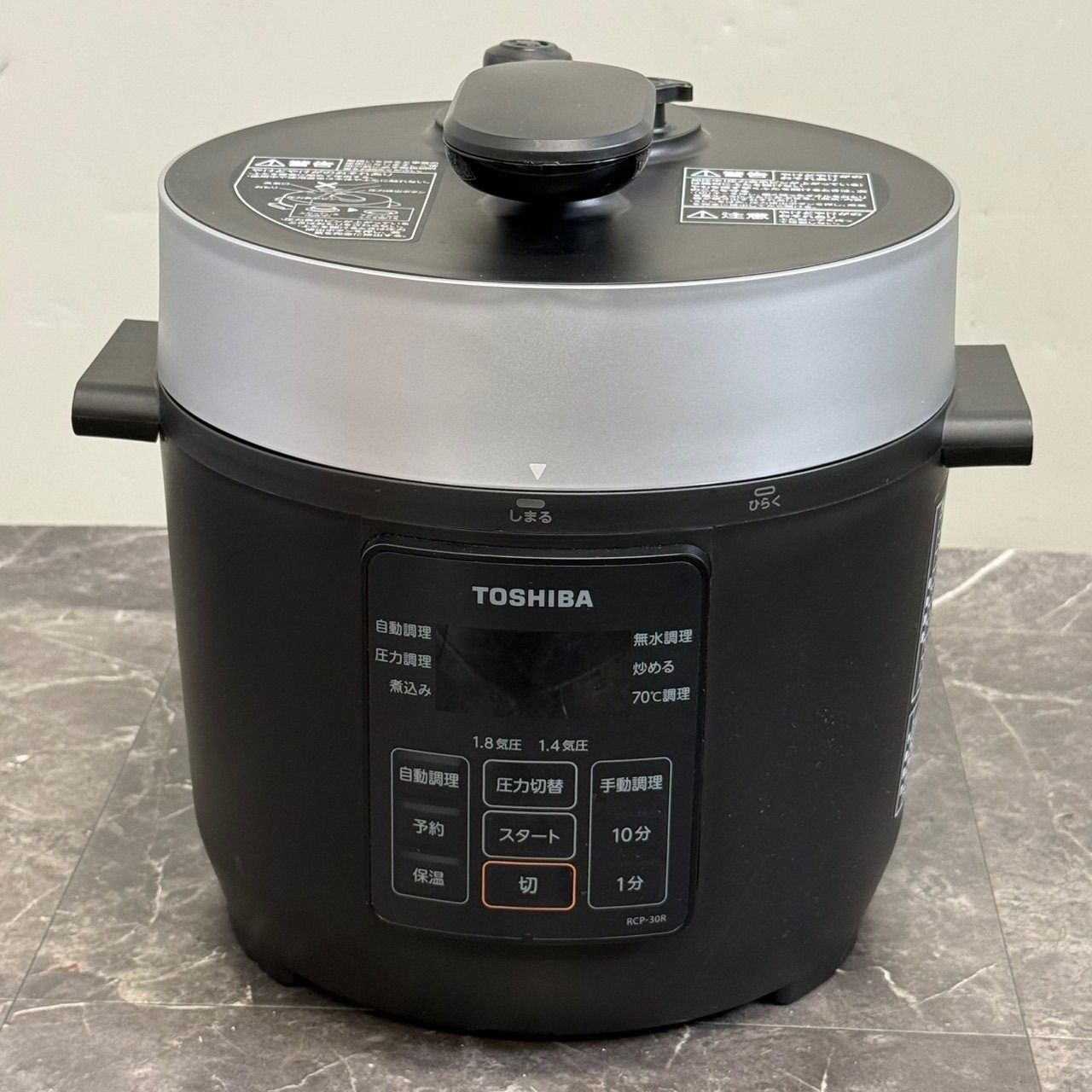 ◯送料込！2021年製 2021年製 TOSHIBA 東芝 電気圧力鍋 RCP-30R 3.0L ブラック 自動調理 動作品