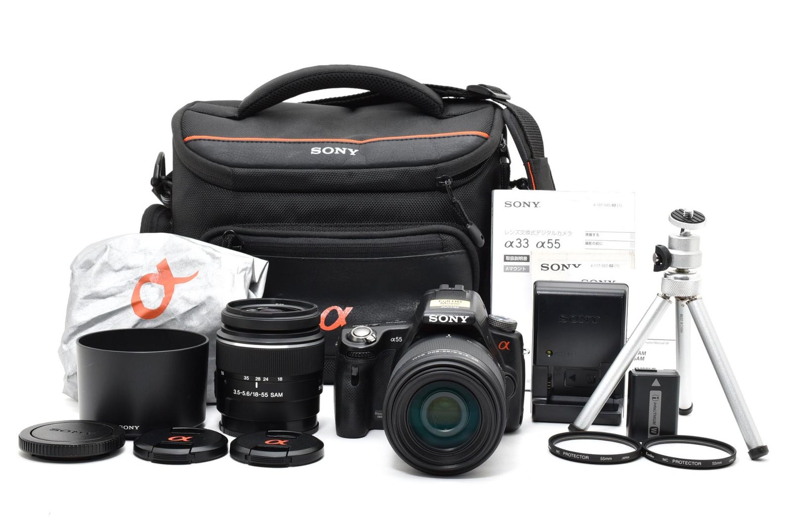 光学極上 SONY ソニー α55 SLT-A55V/ 18-55mm 3.5-5.6 SAM / 55-200mm 4-5.6 SAM ダブルレンズキット デジタル一眼カメラ シャッター数3640枚と少ない #4225