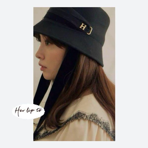 【タグ付き】Velvet Tule Ribbon Cloche Hat　ハット　Black　Her lip to
