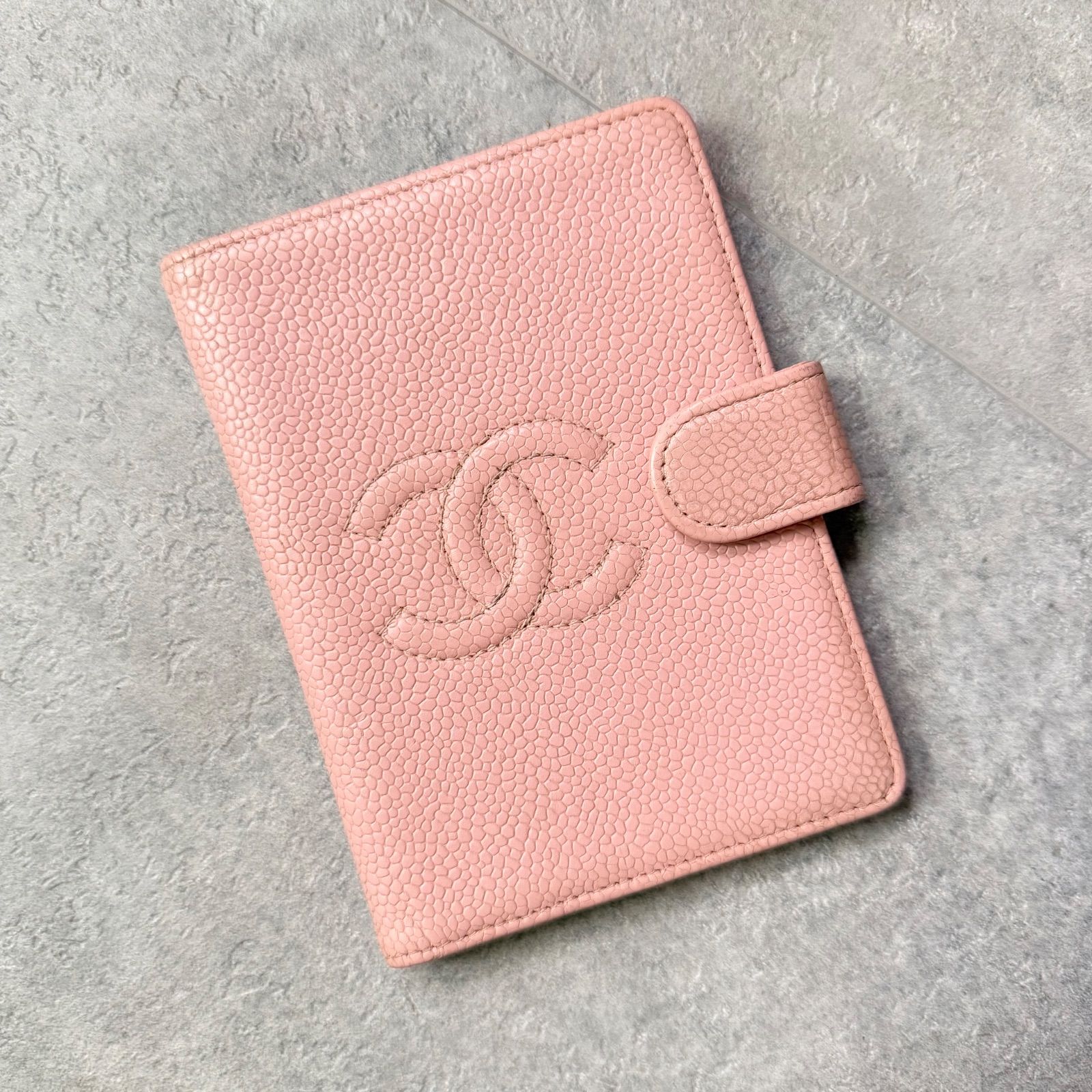 CHANEL シャネル ココマーク キャビアスキン レザー 手帳カバー アジェンダ ピンク ゴールド金具 タイムレス