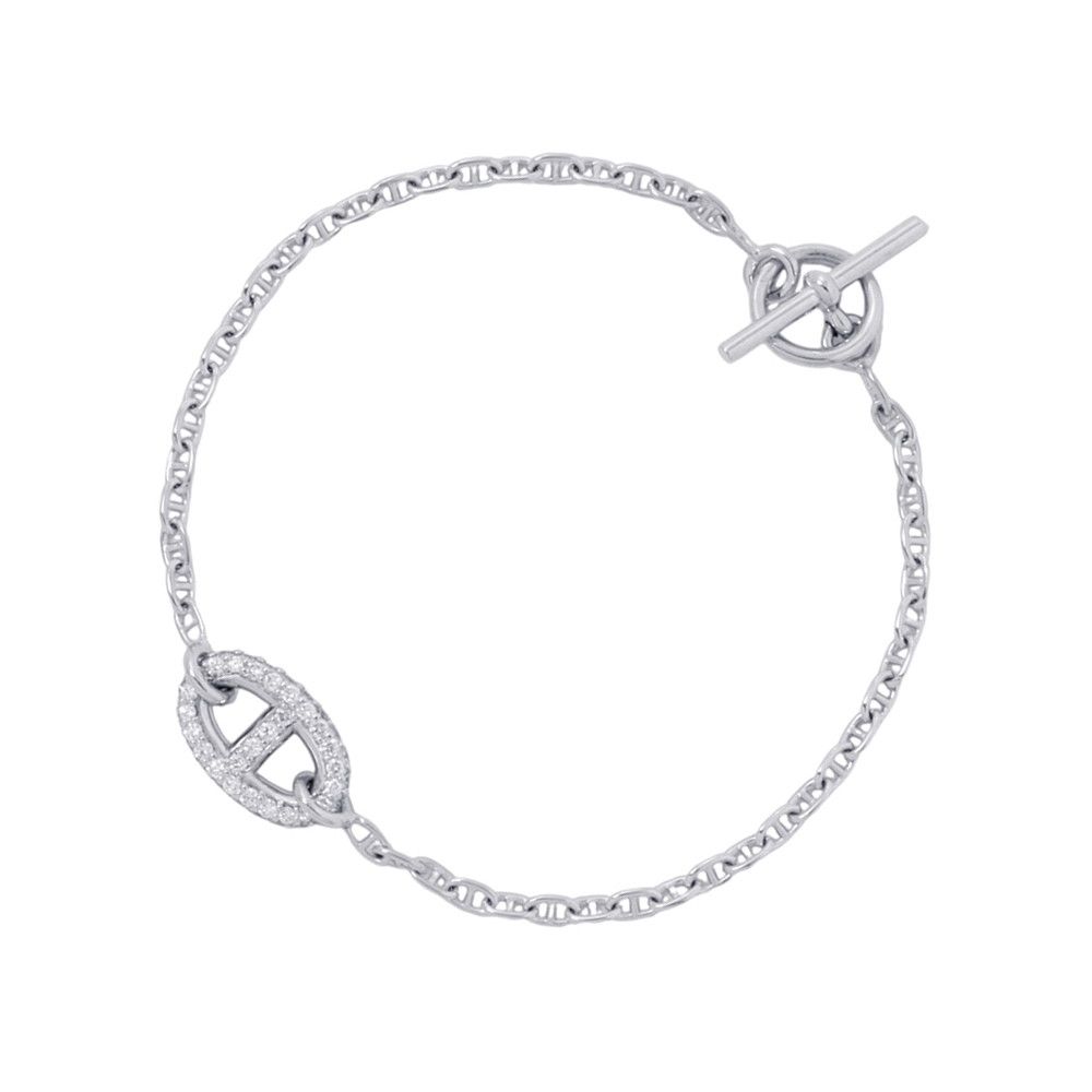 エルメス ブレスレット ニュー ファランドール ダイヤモンド 48P 計0.45ct K18WGホワイトゴールド サイズSH HERMES New Farandole