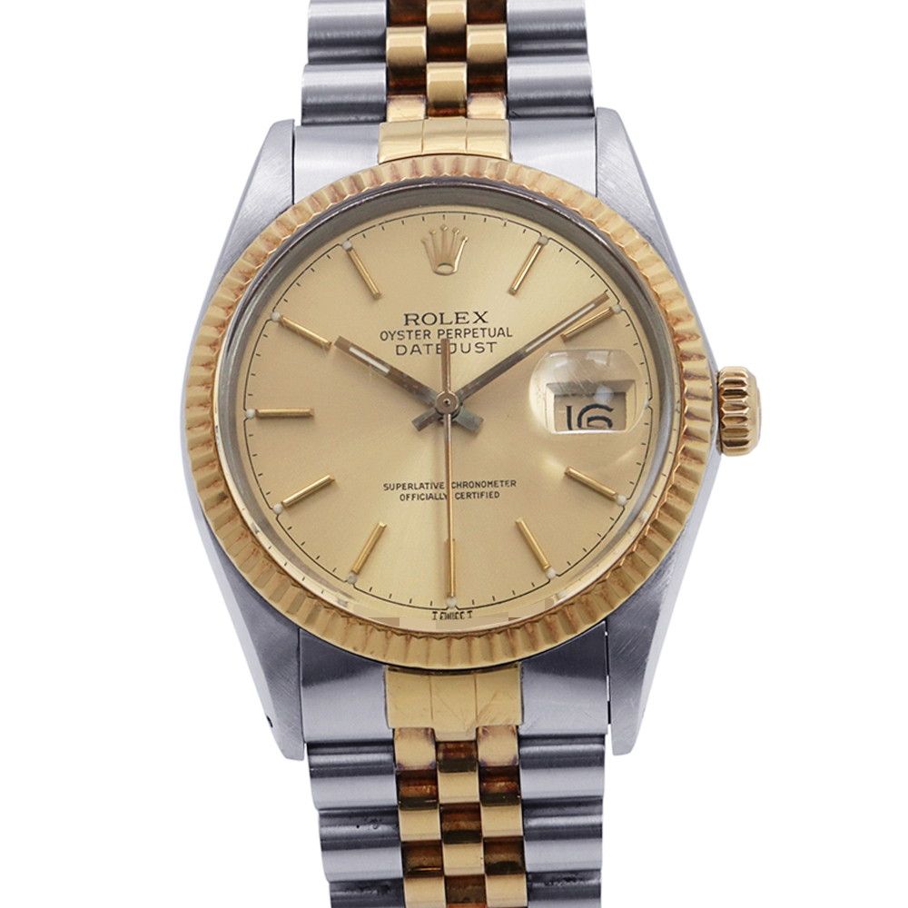 ロレックス デイトジャスト 9番 SS/K18YG イエローゴールド 16013 ROLEX 腕時計 シャンパン文字盤