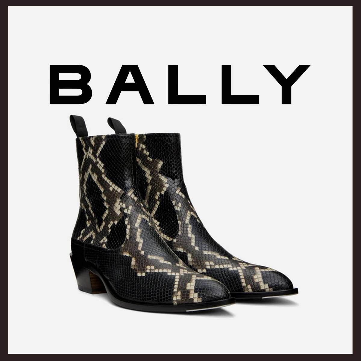 新品未使用 バリー ガイマン ショートブーツ ブラック 26cm【BALLY】ゴートプリントブーティ