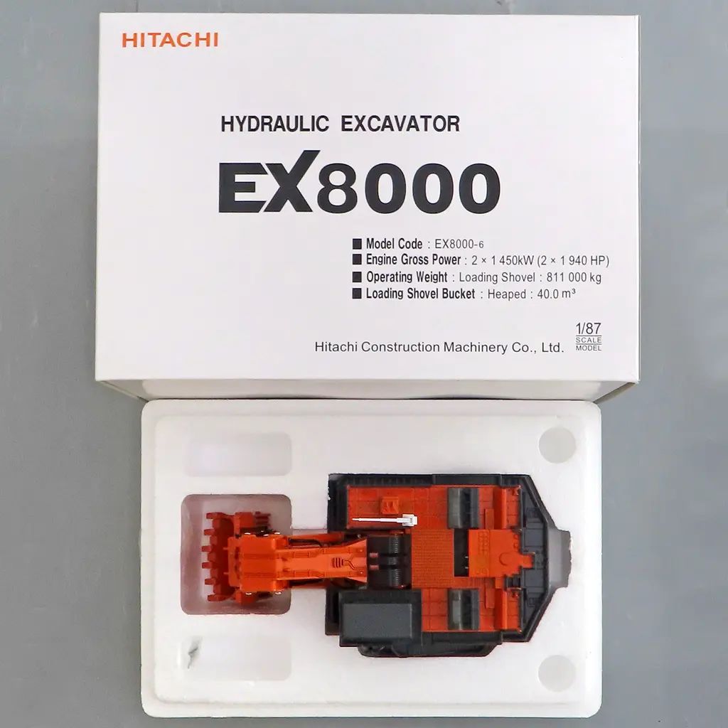 ミニカー 1/87 HITACHI EX8000-6 「日立建機オフィシャルダイキャスト建機モデル」 [HITA001021] 