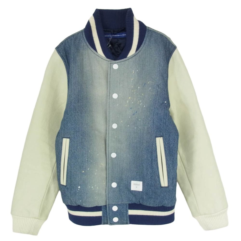 FRAGMENT DESIGN フラグメントデザイン VFJ2007 × DENIM BY VANQUISH VARSITY JACKET デニムバイヴァンキッシュ ペイント加工 レザーアーム デニム スタジャン ブルゾン インディゴブルー系 S【中古】 FRAGMENT DESIGN フラグメントデザイン VFJ2007 × DENIM BY VANQUISH