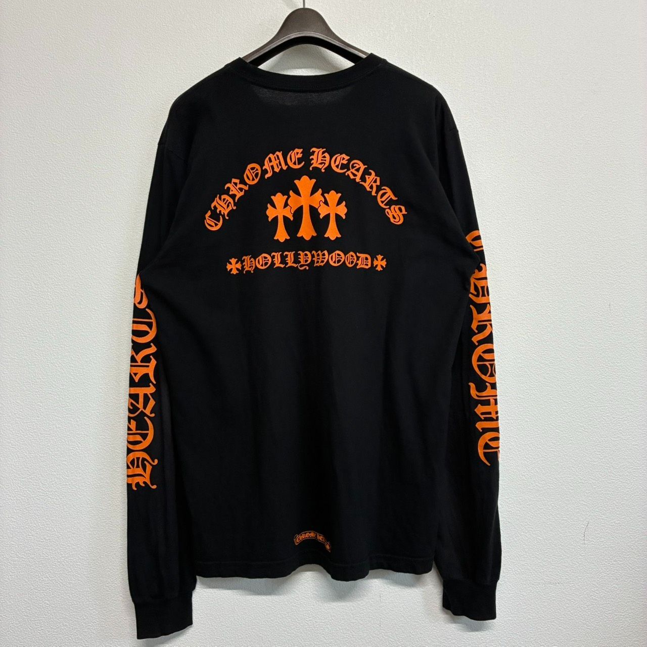 CHROME HEARTS Cemetery Cross King Taco クロムハーツ セメタリークロス キングタコ 黒 ブラック オレンジ 長袖 ロング Tシャツ ロンT トップス メンズ レディース Lサイズ 美品 2709