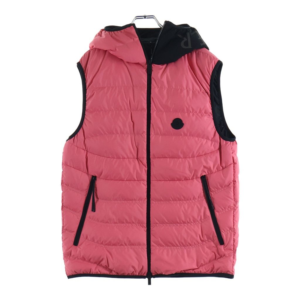 MONCLER (モンクレール) 24SS NUBIERA GIUBBOTTO ロゴプリント フーデッドダウンベスト ピンク J10911A00018