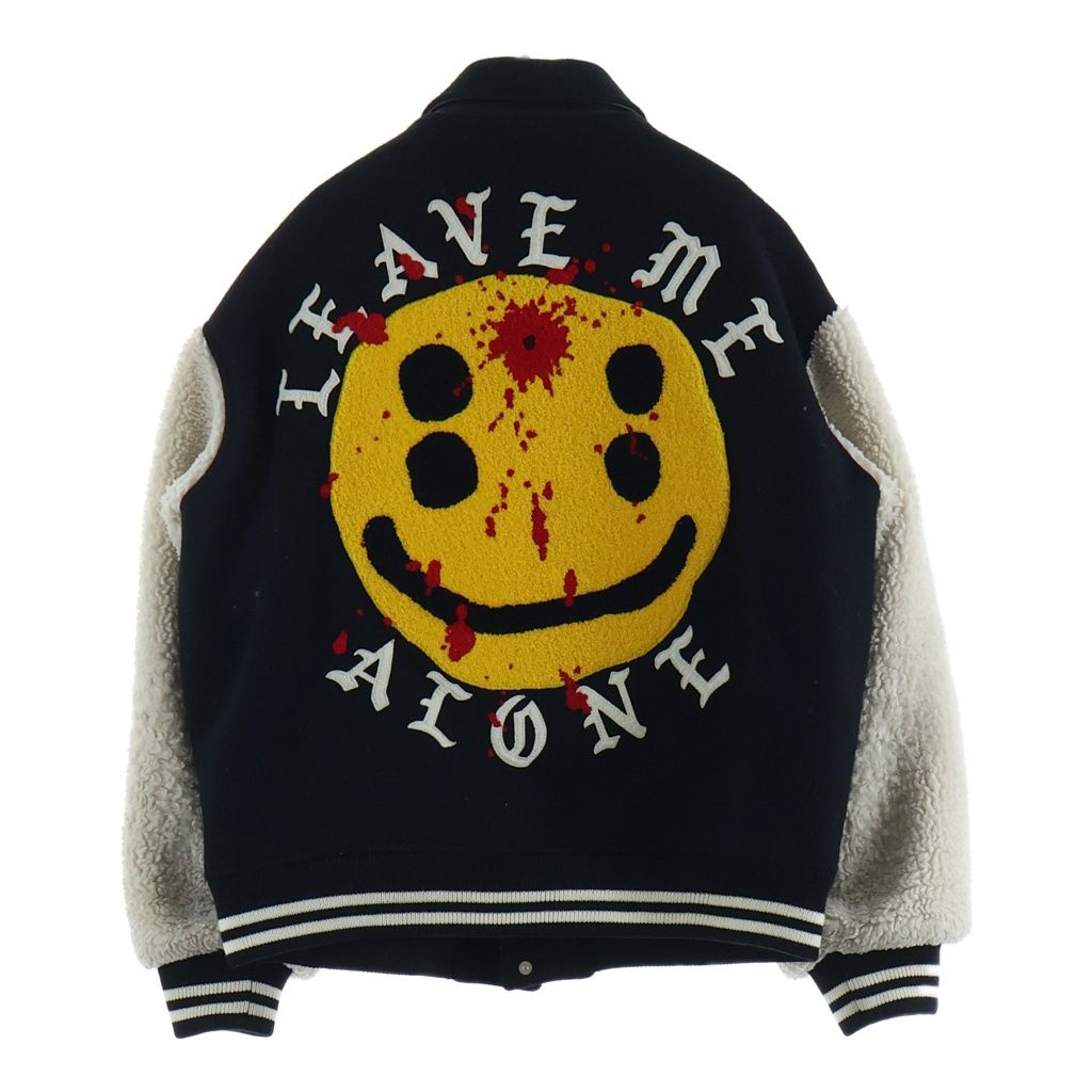 SAINT MICHAEL セントマイケル CP_VARSITY JAT スマイル刺繍スタジアムジャケット ブラック SM-YS1-0000-C08 SAINT MICHAEL (セントマイケル) CP_VARSITY JAT スマイル刺繍