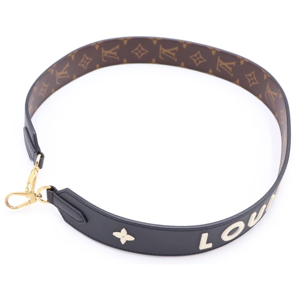 LOUIS VUITTON (ルイヴィトン) モノグラム ショルダーストラップ ブラック/ブラウン PVCレザー